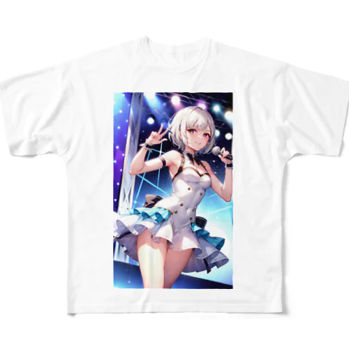 銀髪アイドル　二次元イラスト フルグラフィックTシャツ