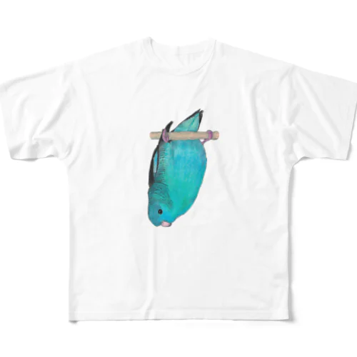 [森図鑑] サザナミインコ水色 All-Over Print T-Shirt