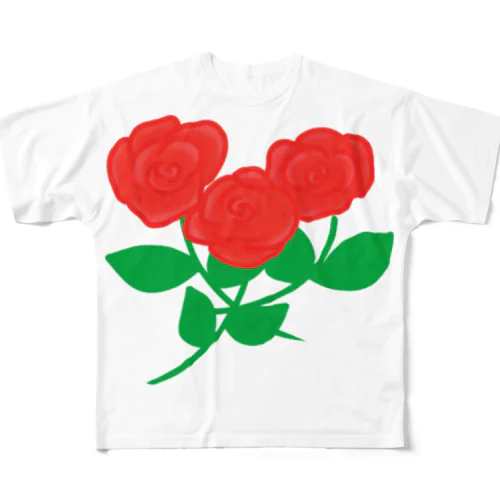 深紅の薔薇① All-Over Print T-Shirt