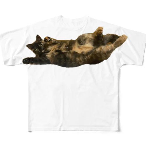 プニプニみうちゃん サビ猫 フルグラフィックTシャツ