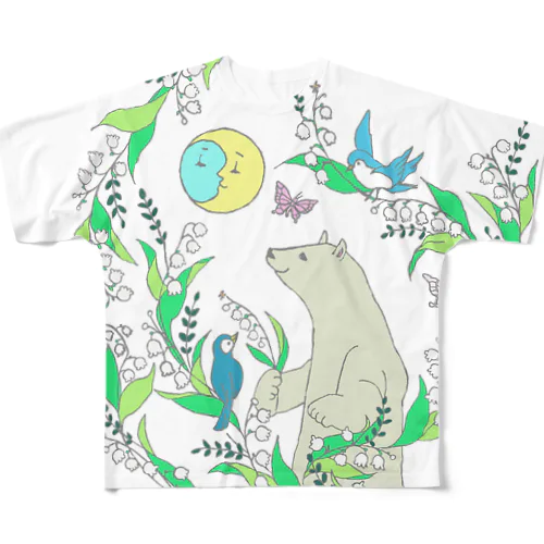 シロクマとすずらん All-Over Print T-Shirt