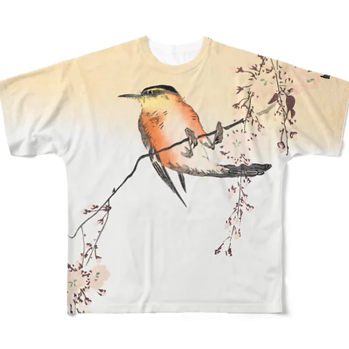 小原古邨　桜と鳥　Ohara Koson 日本のアートTシャツ＆グッズ All-Over Print T-Shirt