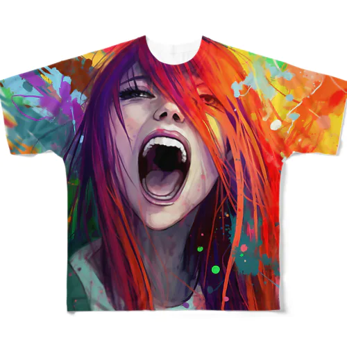 screaming girl 0.0.2 フルグラフィックTシャツ