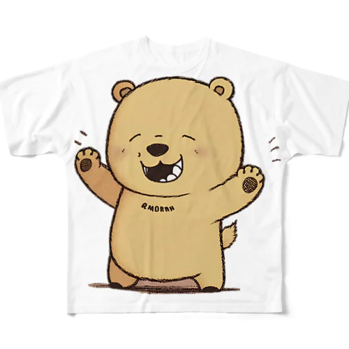 笑い熊 All-Over Print T-Shirt