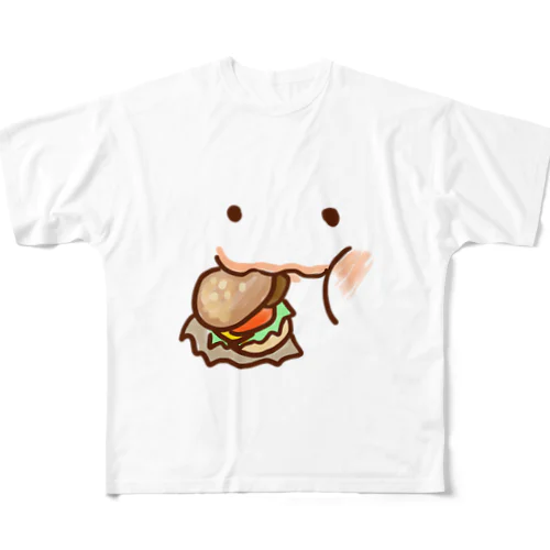 ハンバーガーを食べる フルグラフィックTシャツ