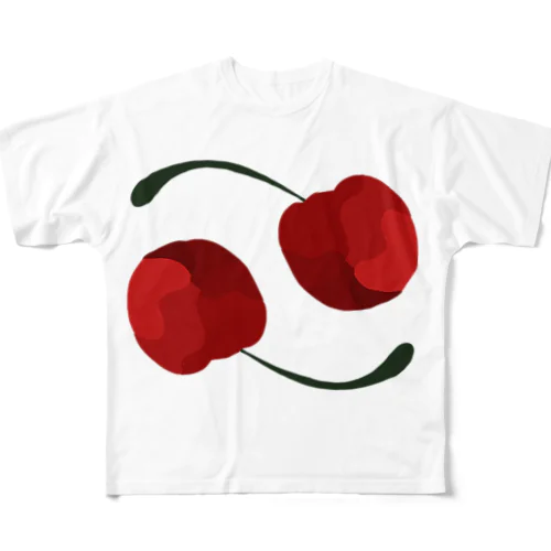 yin&yang cherries  フルグラフィックTシャツ