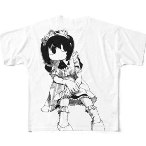 座メイドさん フルグラフィックTシャツ