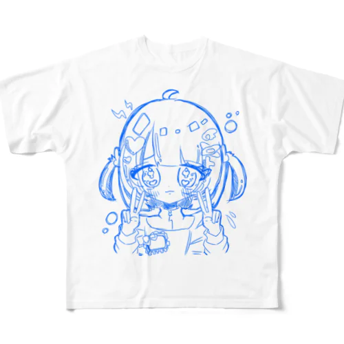 スーパー可愛い落書き フルグラフィックTシャツ