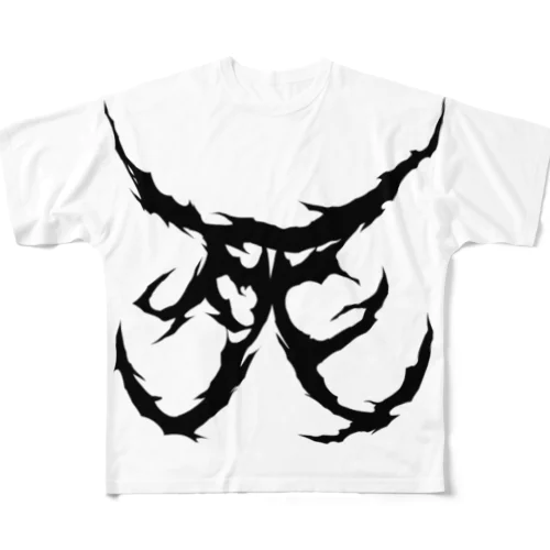 死　DEATH METAL LOGO BLACK フルグラフィックTシャツ