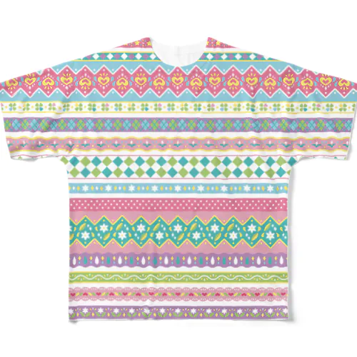 イースター風ボーダー柄フルグラT All-Over Print T-Shirt