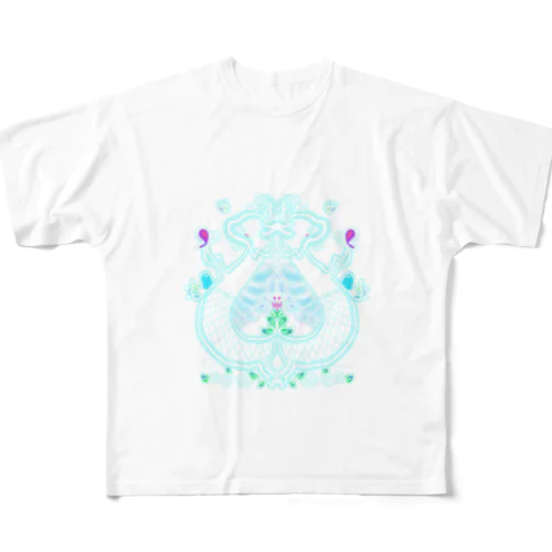 ツイン龍Dragon light blue All-Over Print T-Shirt