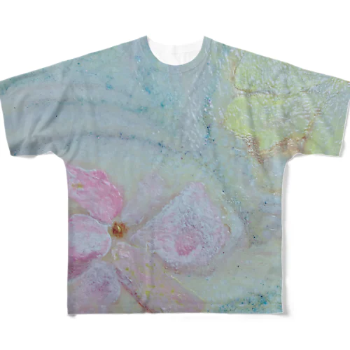 水面に浮かぶ花 フルグラフィックTシャツ