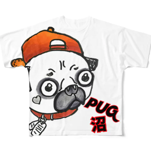 pug沼 フルグラフィックTシャツ