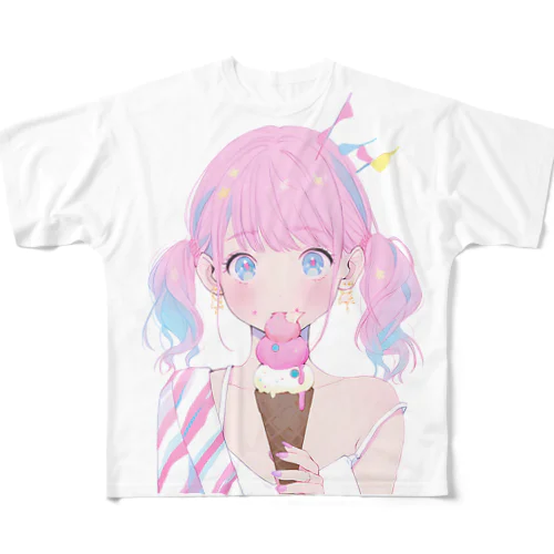 暑い夏はアイスだ005 フルグラフィックTシャツ