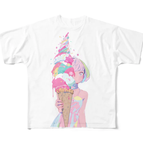 暑い夏はアイスだ003 フルグラフィックTシャツ