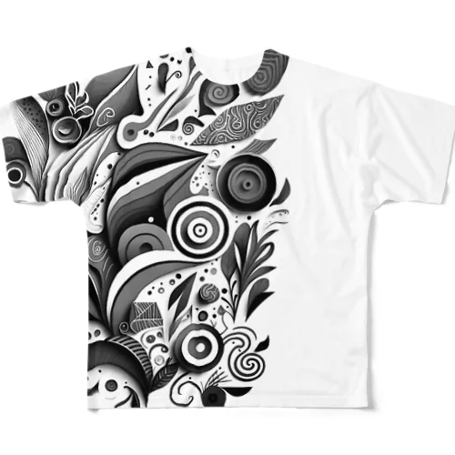 Black&White フルグラフィックTシャツ