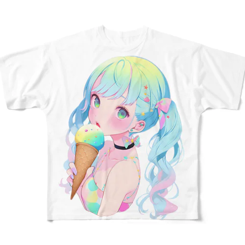 暑い夏はアイスだ008 フルグラフィックTシャツ