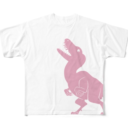 ヴェロキラプトル②(ピンク) All-Over Print T-Shirt