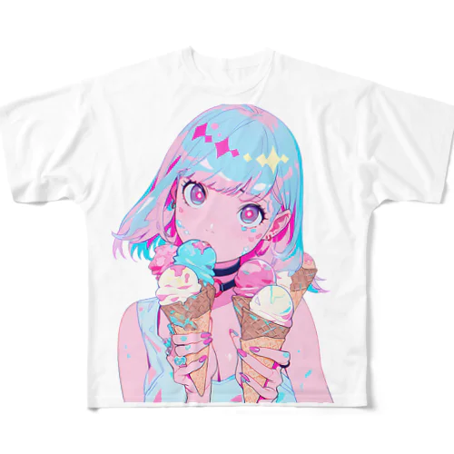 暑い夏はアイスだ013 フルグラフィックTシャツ