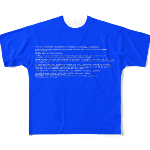 BSOD(Blue Screen of Death) フルグラフィックTシャツ