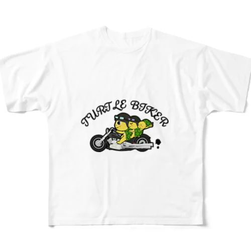 亀亀バイカー フルグラフィックTシャツ