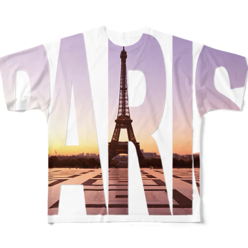 France Paris Sunrise フランス パリ 日の出 フルグラフィックTシャツ