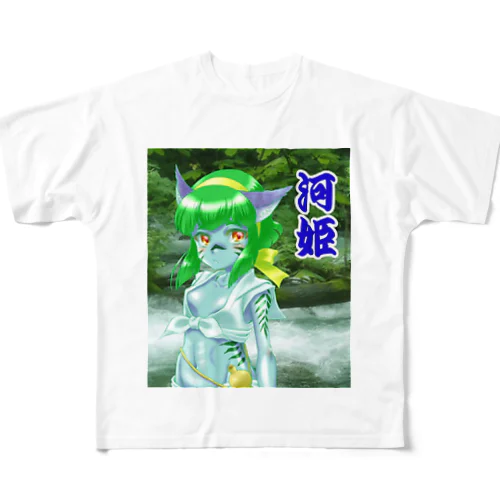 河童河姫　水法被 All-Over Print T-Shirt