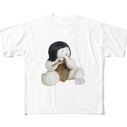 御所人形 笛吹き童子 All-Over Print T-Shirt