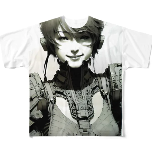 Cyber android girl iron gene series L109-C All-Over Print T-Shirt