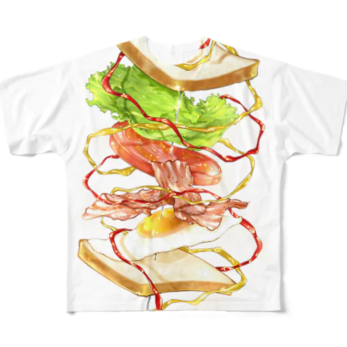 躍動するサンドイッチ フルグラフィックTシャツ