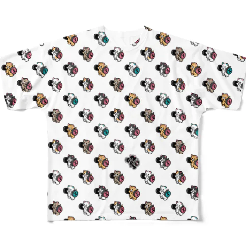 ばーべるニャンコズ All-Over Print T-Shirt