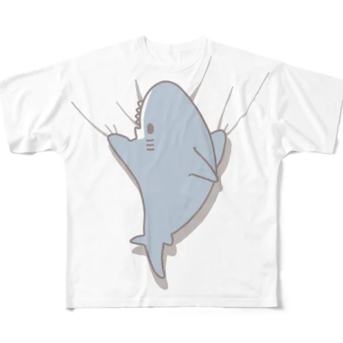 掴んだらはなさないサメさん フルグラフィックTシャツ