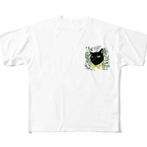 オリーブ畑の黒猫ちゃん All-Over Print T-Shirt