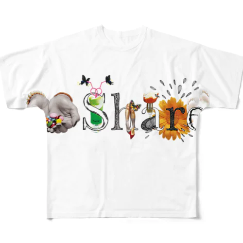 Share!!!ロゴ★ フルグラフィックTシャツ