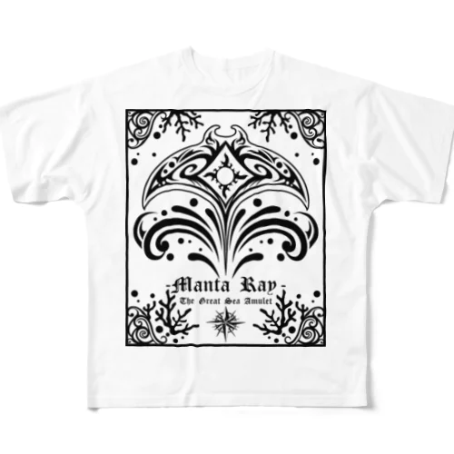 -Manta Ray-（ブラック） フルグラフィックTシャツ