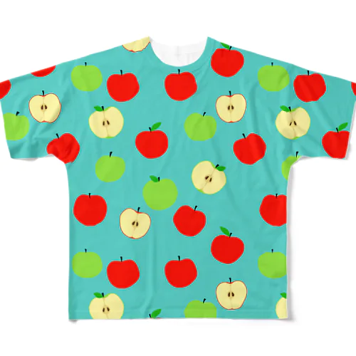 リンゴ柄B フルグラフィックTシャツ