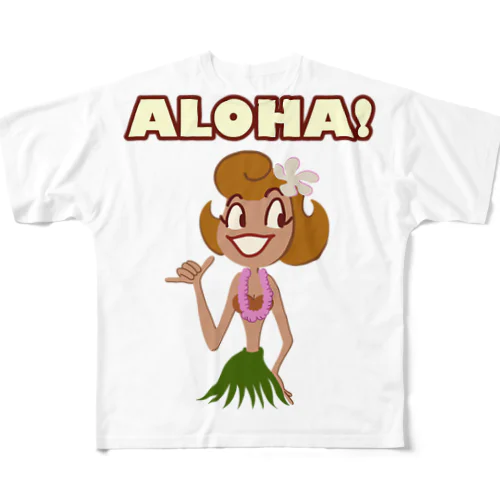 ALOHA Hula Girl All-Over Print T-Shirt