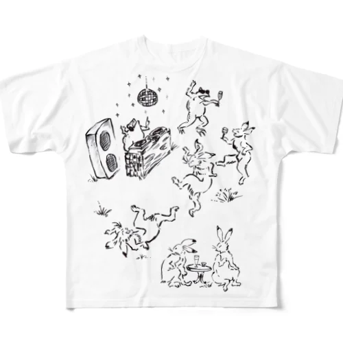 DJParty 鳥獣戯画　　野外フェス All-Over Print T-Shirt