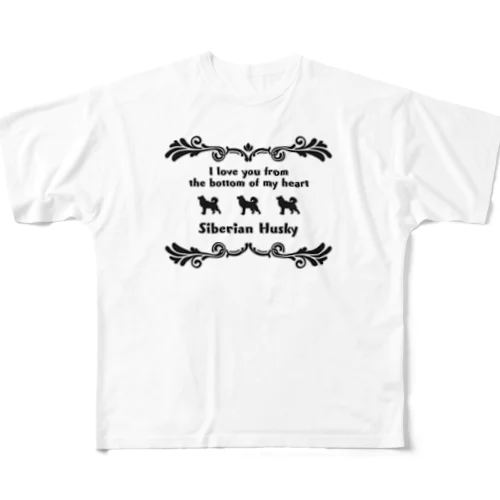 シベリアン ハスキー　wing　onehappiness All-Over Print T-Shirt