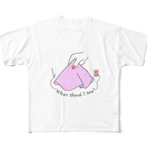 What should I sew?-Pink- フルグラフィックTシャツ