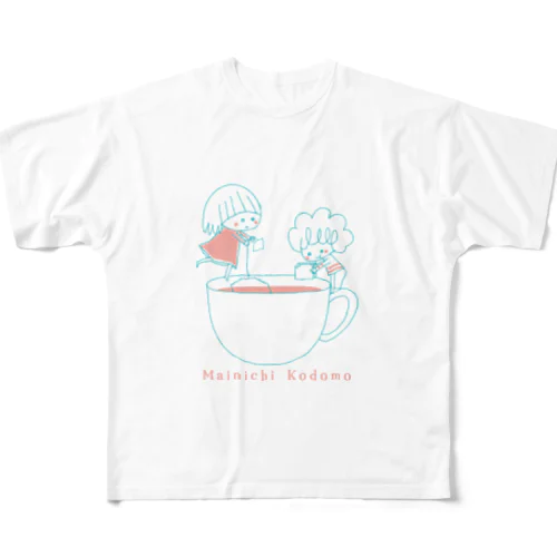 Mainichi kodomo black tea フルグラフィックTシャツ