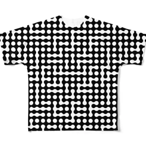 水玉模様 白黒 All-Over Print T-Shirt