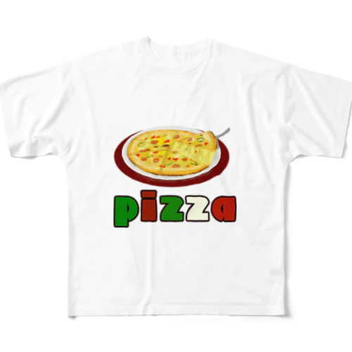 pizza好き フルグラフィックTシャツ