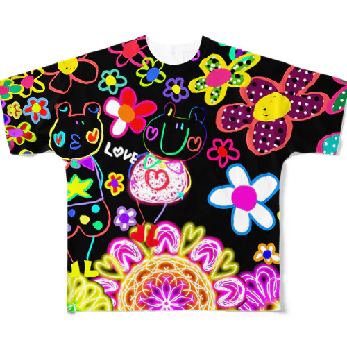 夏に咲く花満開 フルグラフィックTシャツ
