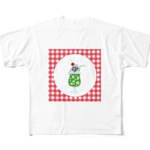 メロンソーダ文鳥　ギンガム All-Over Print T-Shirt