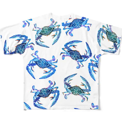 ガザミ散らし（白） All-Over Print T-Shirt