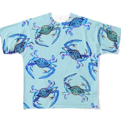 ガザミ散らし（水色） フルグラフィックTシャツ