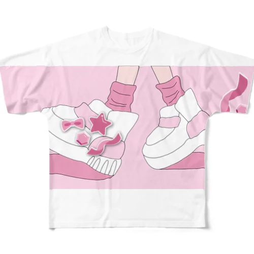 空想スニーカー　Pink×Pink All-Over Print T-Shirt