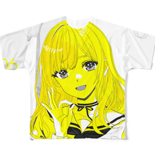 SKY-CLOUD-SEA 06/09 線画 ガールズイラスト All-Over Print T-Shirt