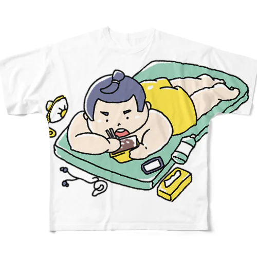 牛丼を食べるおすもうさん All-Over Print T-Shirt